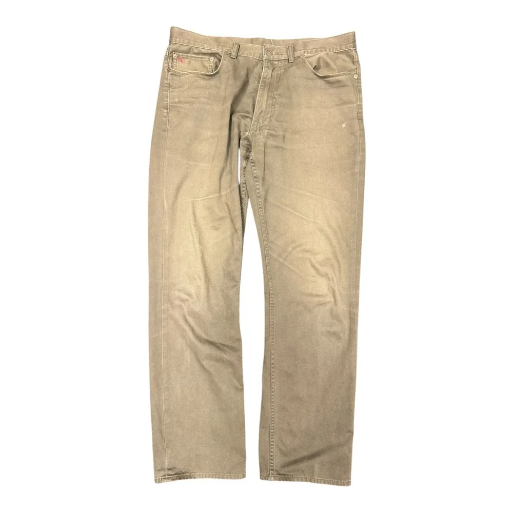 Polo Ralph Lauren 650 Straight Fit Jeans Mens 36x32 Green Good Cotton Casual